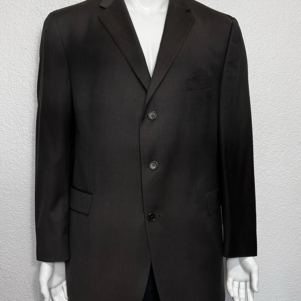 Daniel Cremieux Loro Piana 100% Wool 3 Button Blazer Sz 48R Charcoal Brown Hue